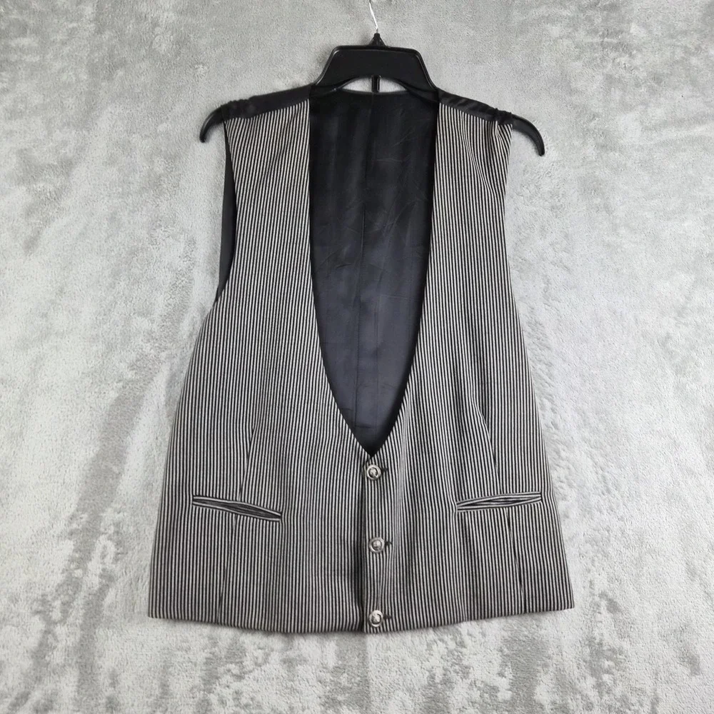 Zanetti Blazer Jacket Vest Grey Black Stripe Moda Biella Extra Fine Merino Italy